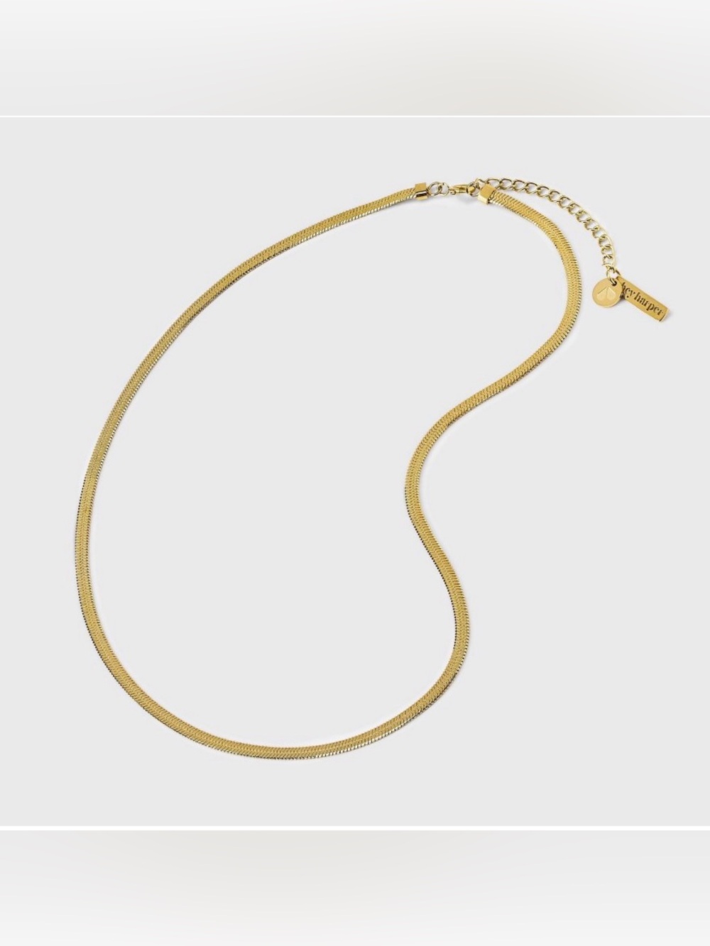 Hey Harper Gold Snake Chain Necklace with Logo Tag